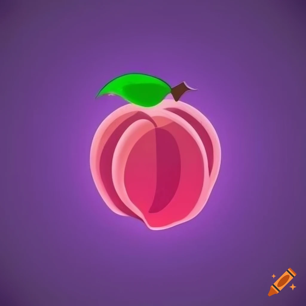 Minimalist sporty logo of a peach and a purple worm on Craiyon
