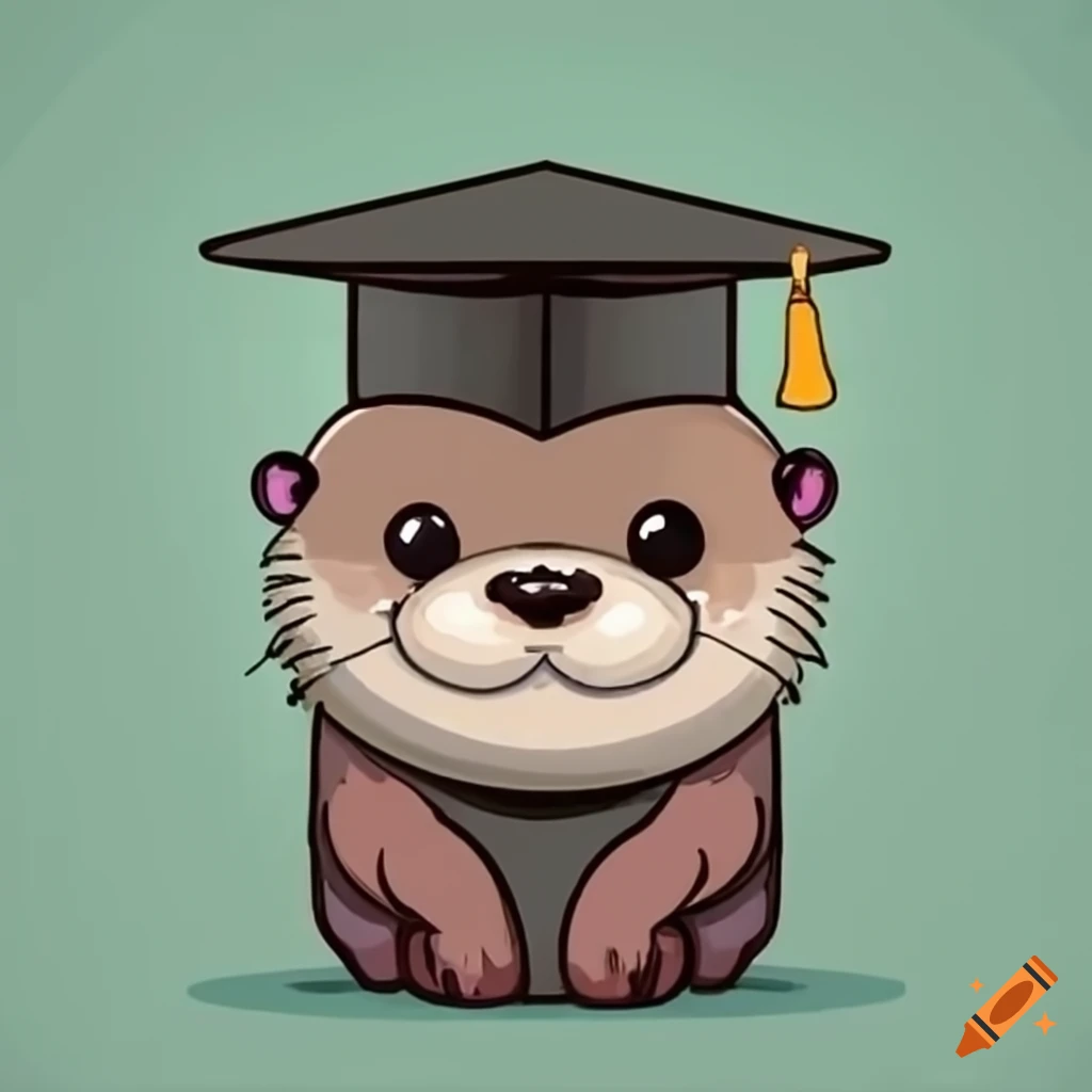 cute otter wearing a graduation cap