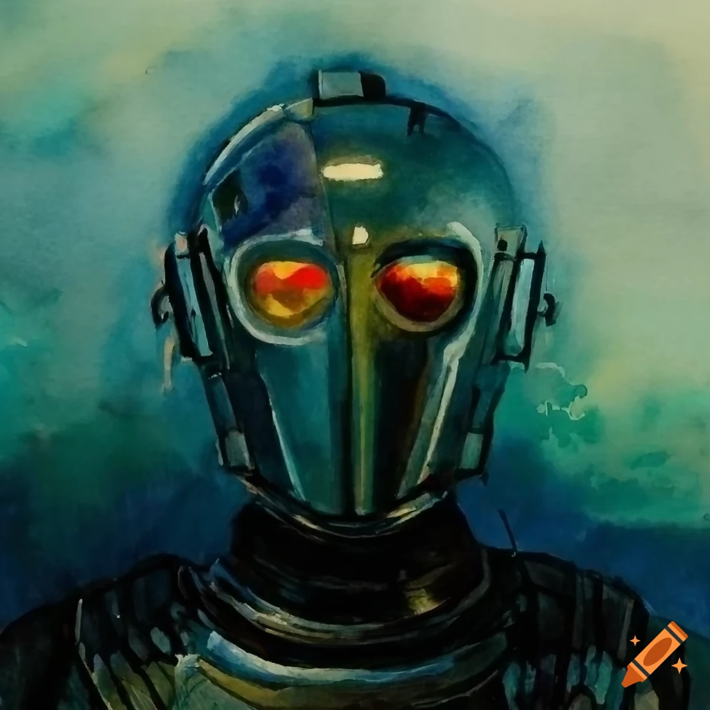 intricate watercolor of C-3PO by Joseph Mallord William Turner