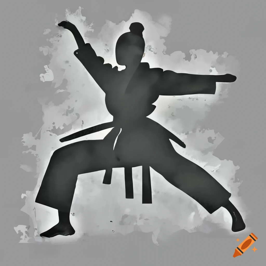 stencil of a girl performing a high karate kick