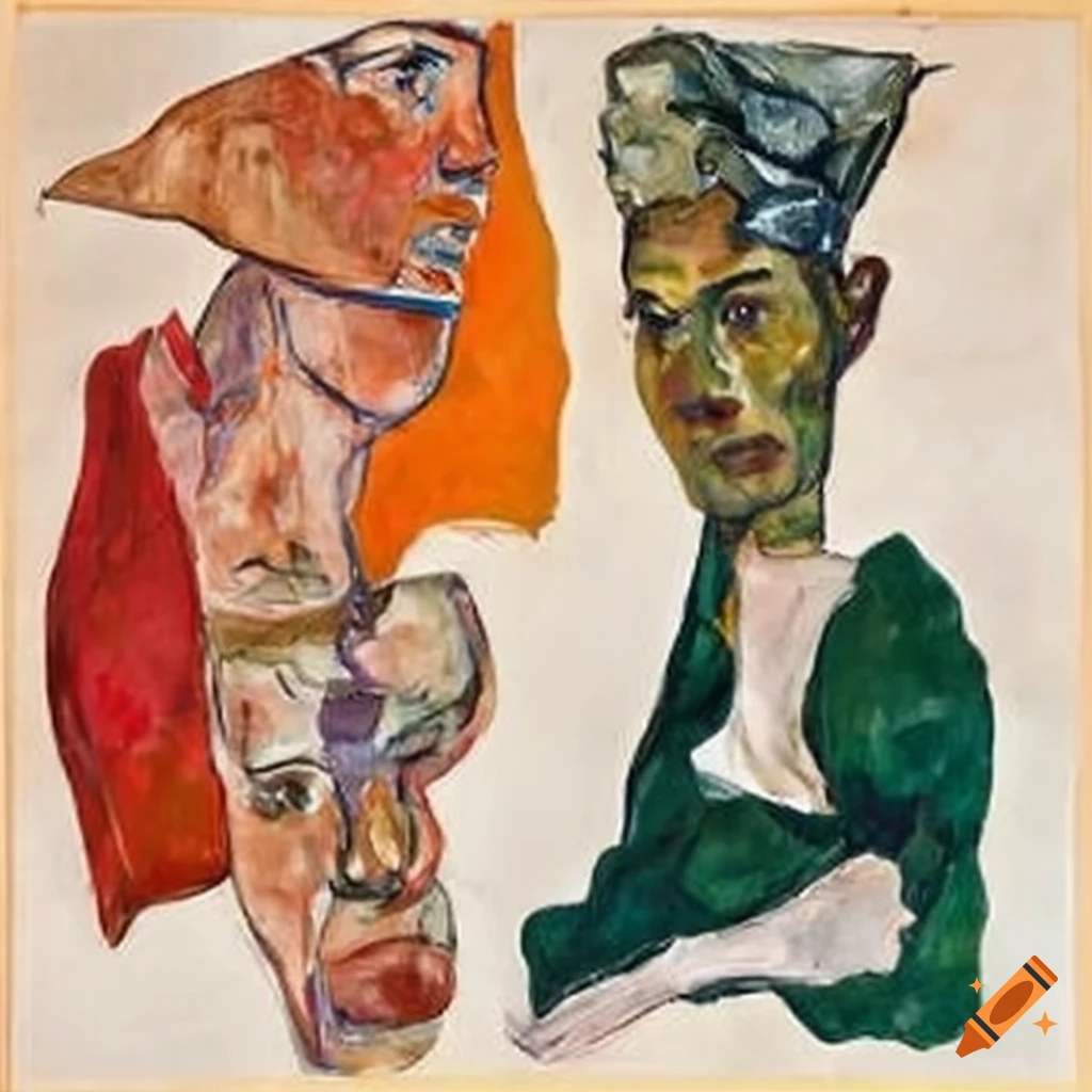 mixed media figure study painting by David Salle, Lucian Freud, Helen Frankenthaler, John Singer Sargent, and Egon Schiele