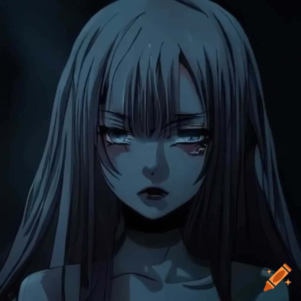 intriguing anime girl with dark aesthetic