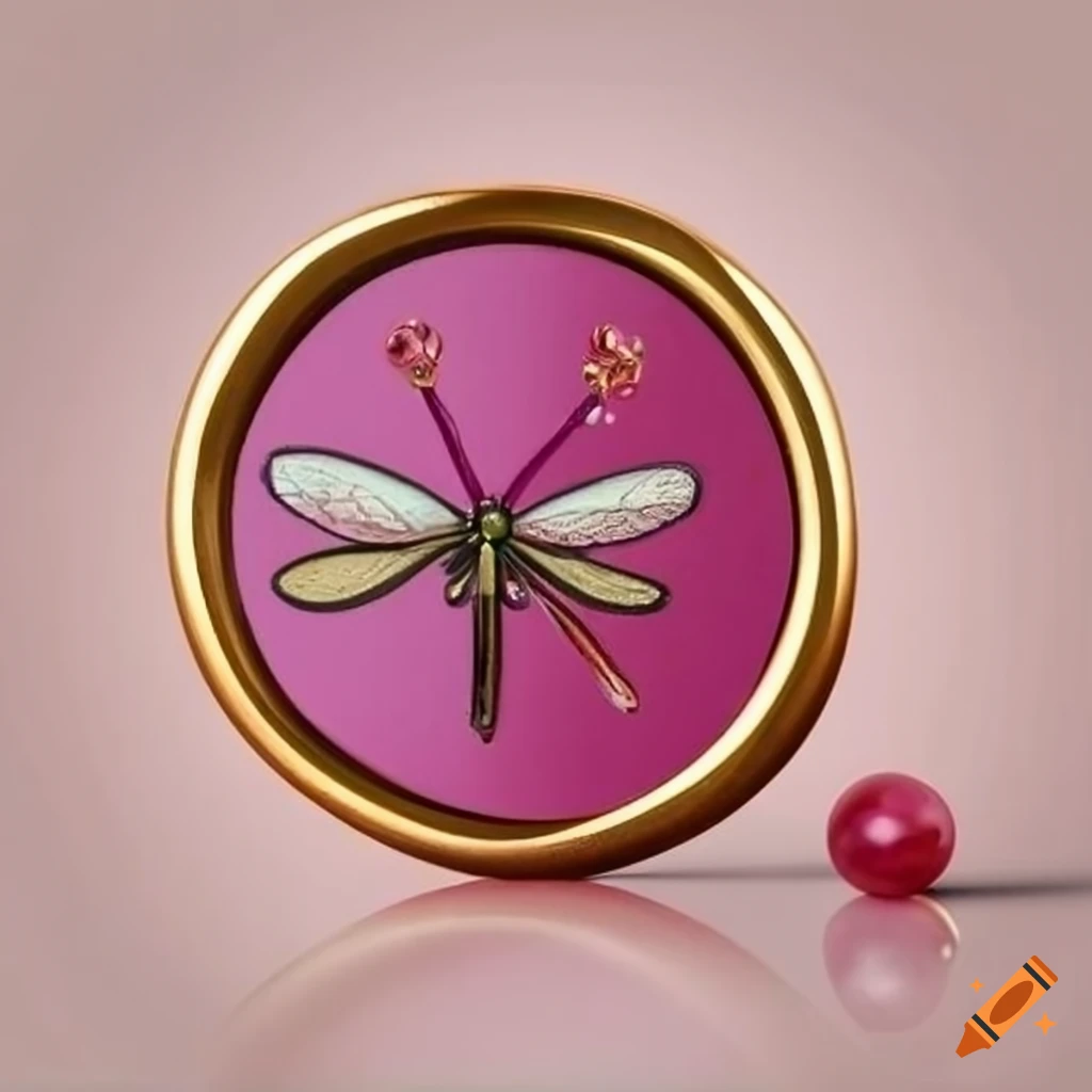 golden wax seal with pearl and dragonfly design