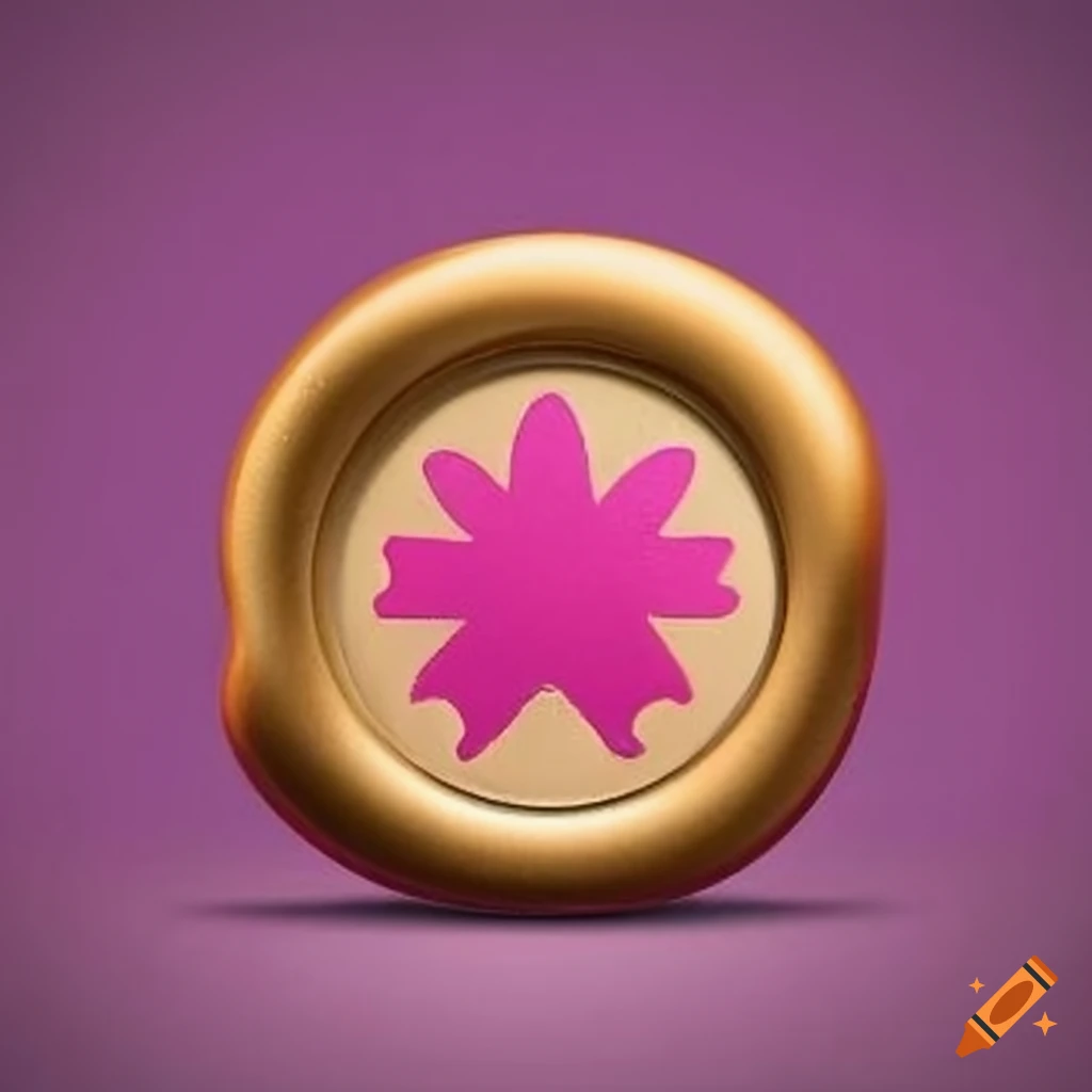 golden wax seal with pink asterisk