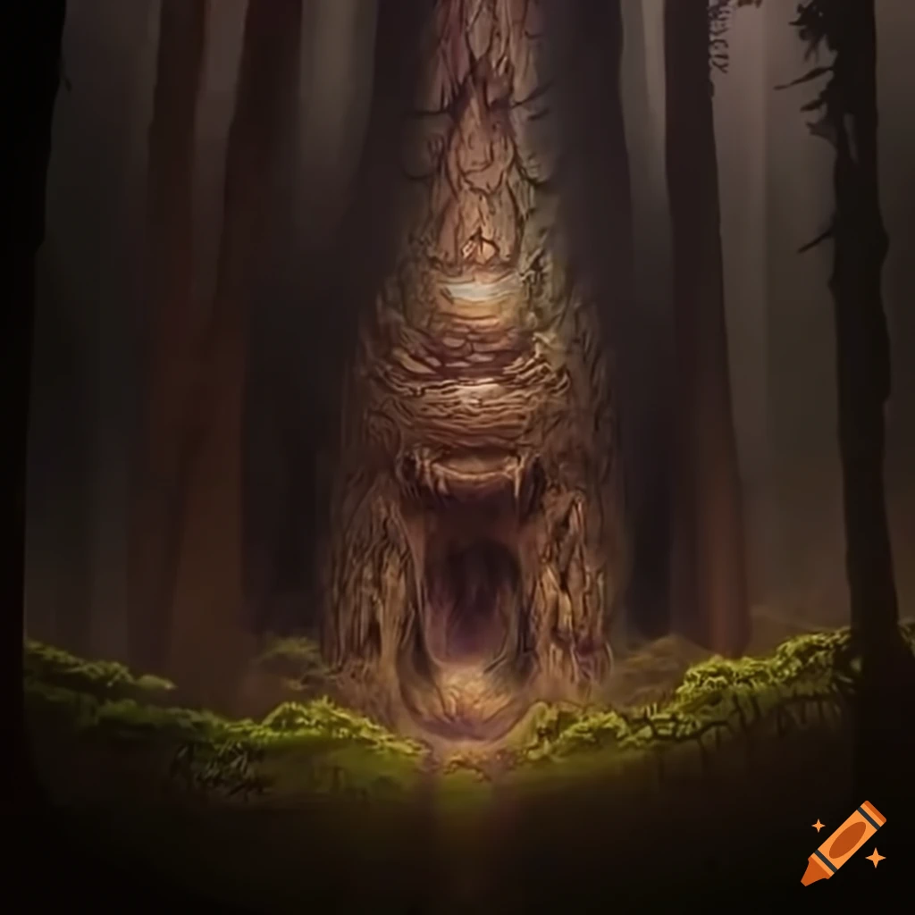 Artistic representation of a philosophical forest clearing on Craiyon