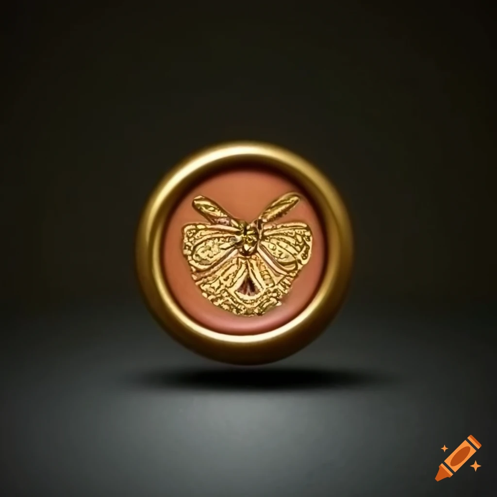 golden wax seal with pearl and dragonfly design