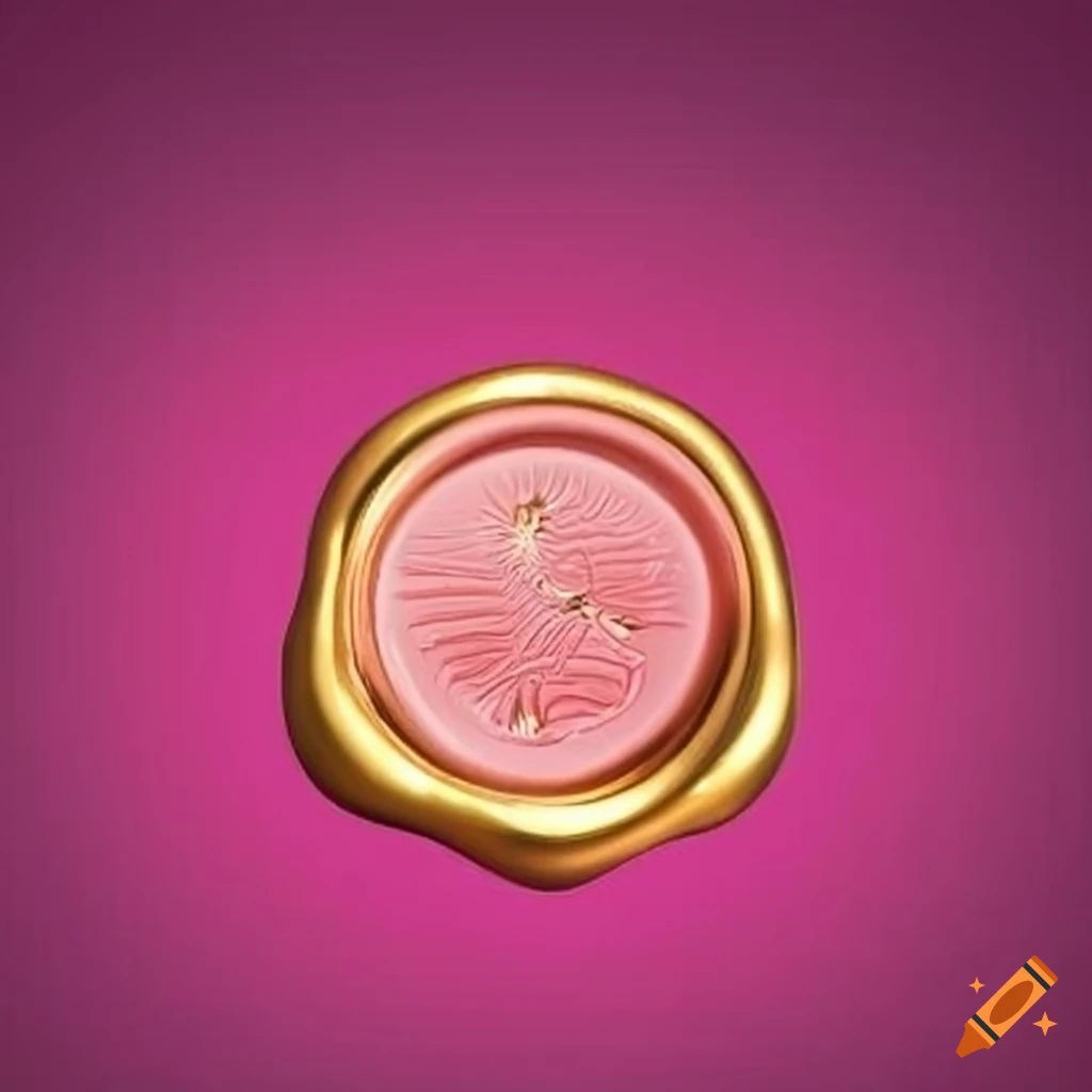pink wax seal with gold crown