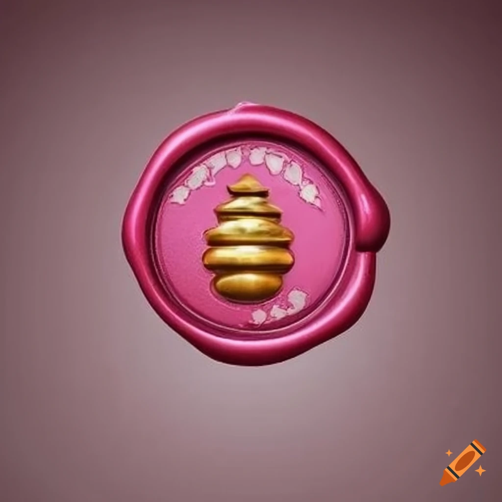 pink wax seal with golden beehive symbol