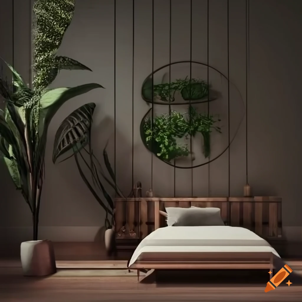 modern bedroom with plants