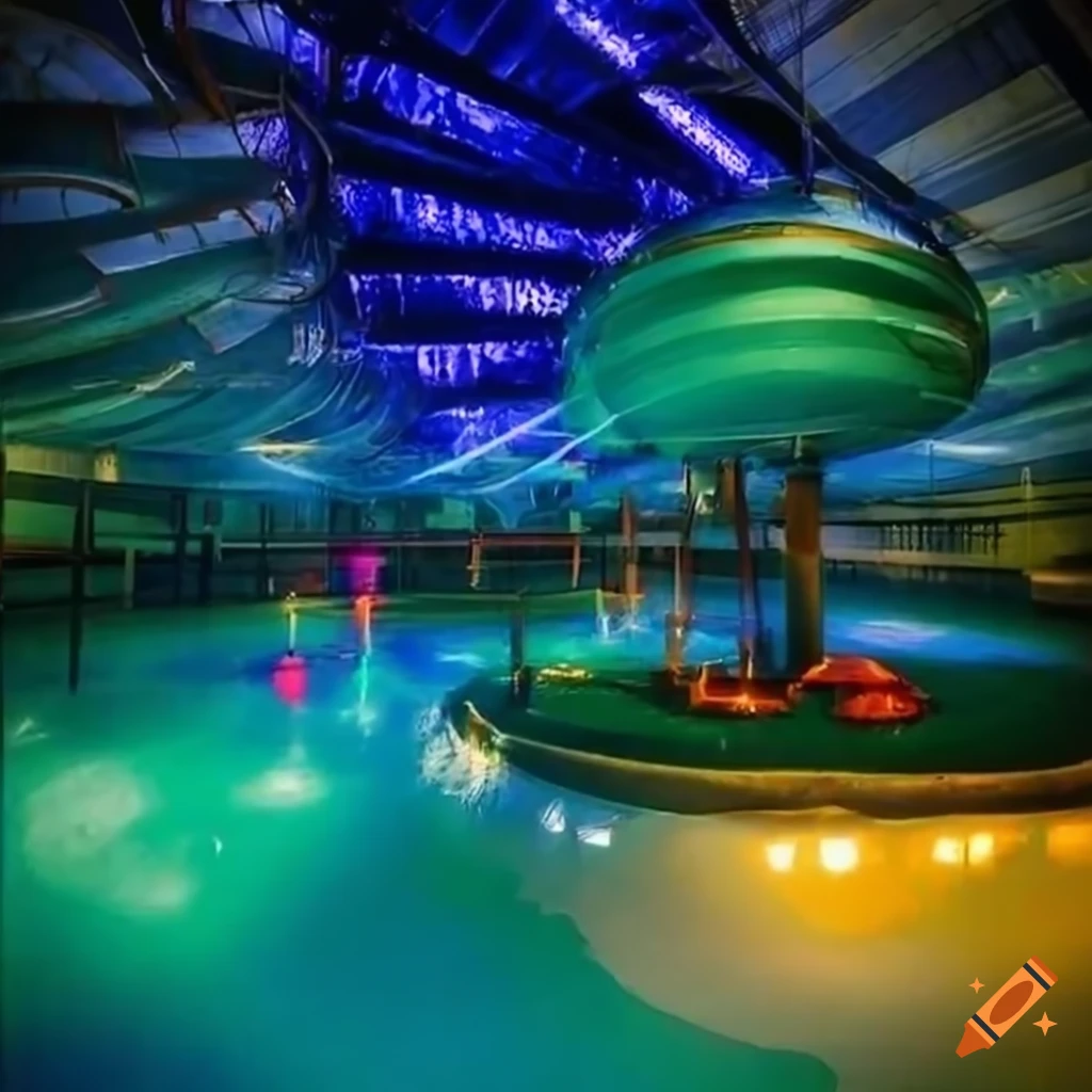 colorful illuminated indoor water park