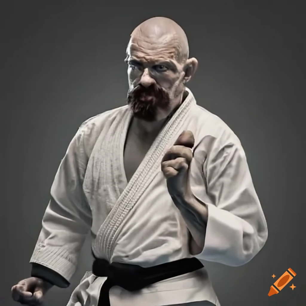 picture of Walter White in a black belt karate outfit