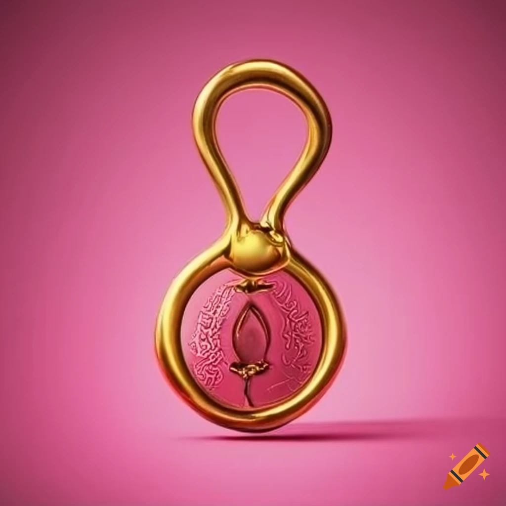 pink wax seal with a golden key