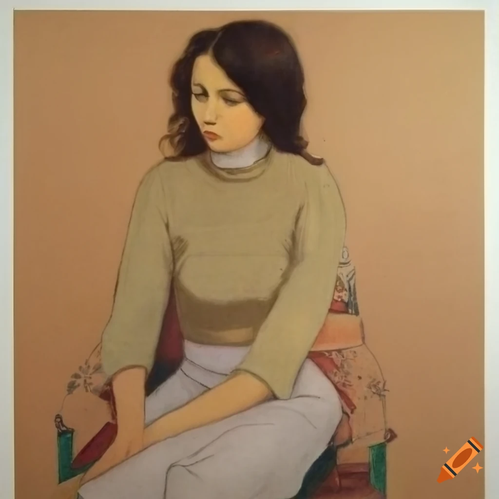 brightly colored portrait of a French woman sitting