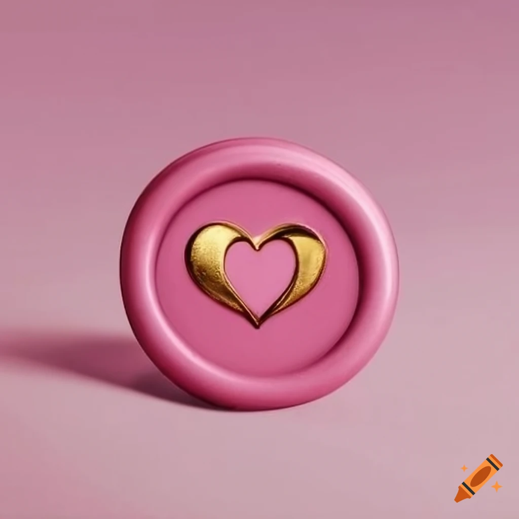 pink wax seal with a delicate golden heart