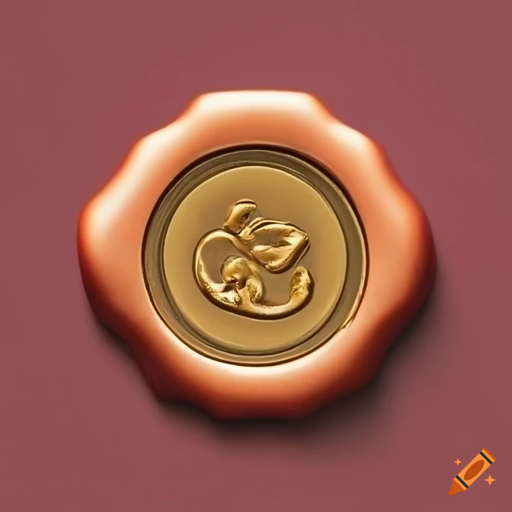 golden wax seal with embossed hexagon