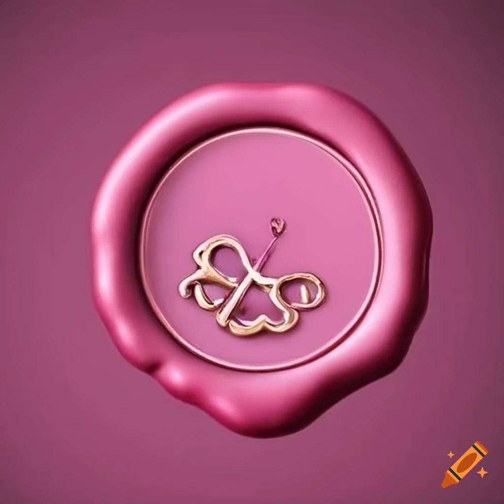pink wax seal with a silver key