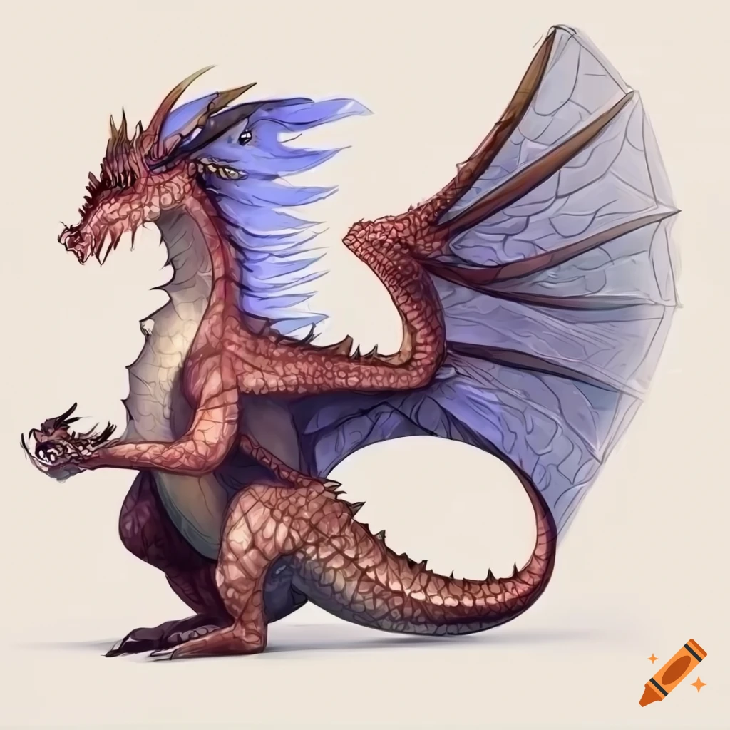 side view illustration of a detailed dragon with wings