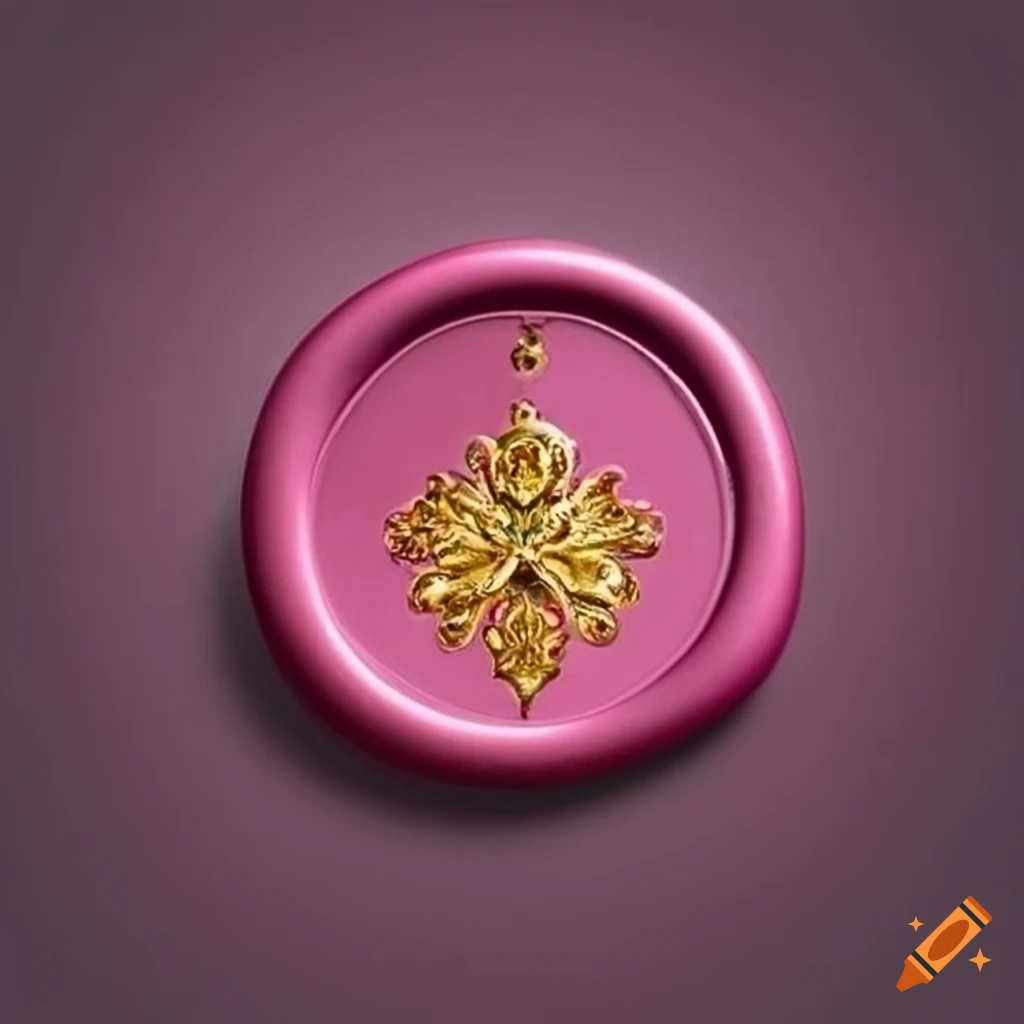 pink wax seal with golden wings