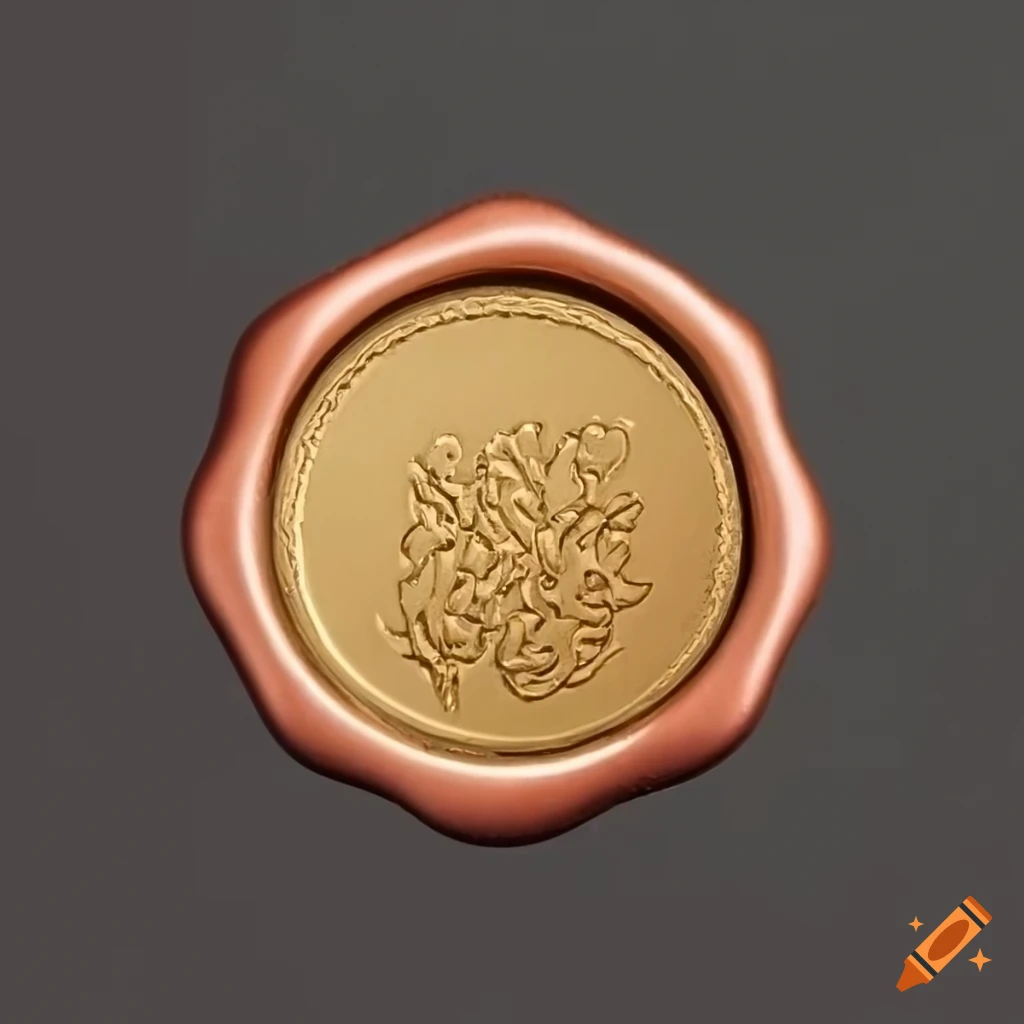 golden wax seal with embossed hexagon