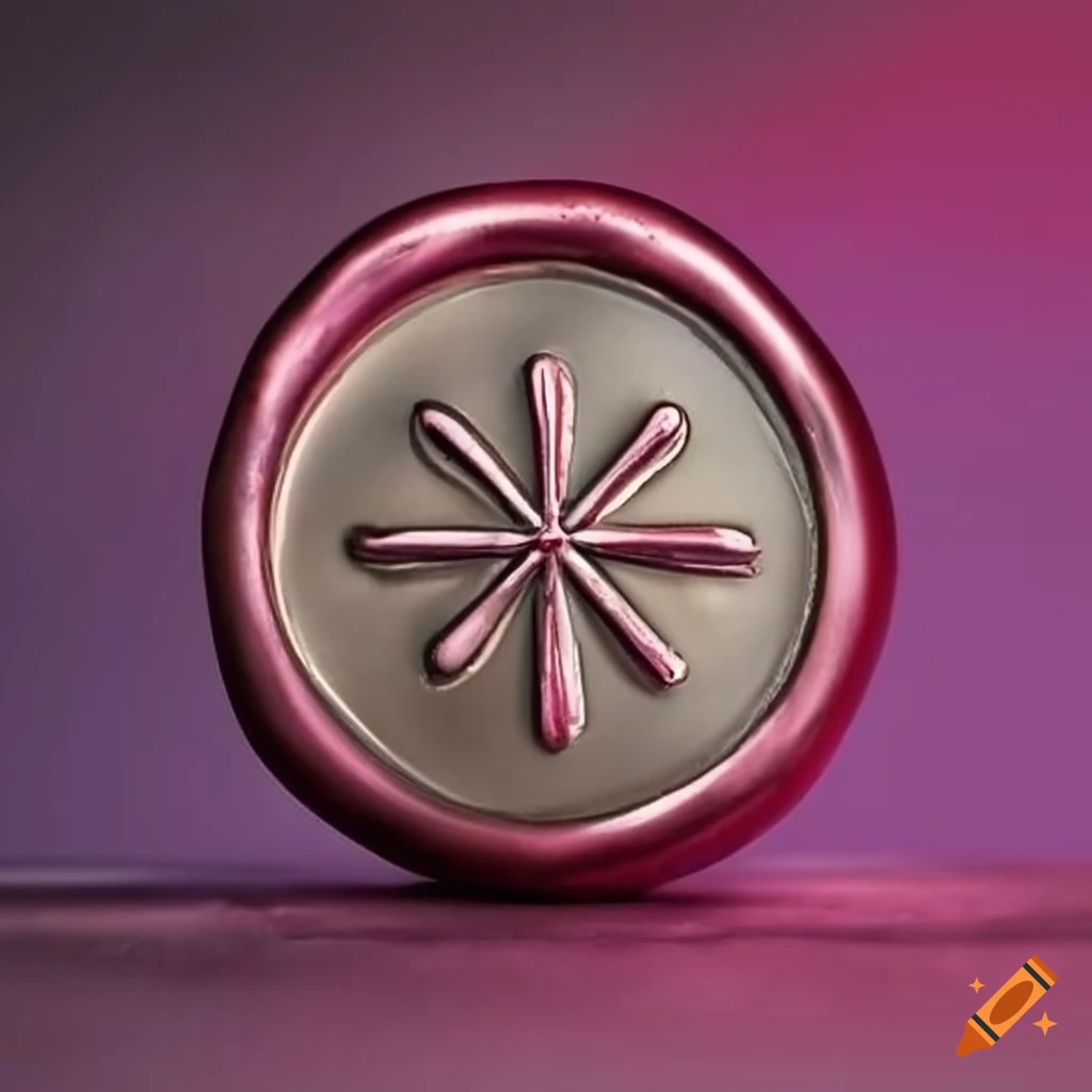 silver wax seal with pink asterisk design