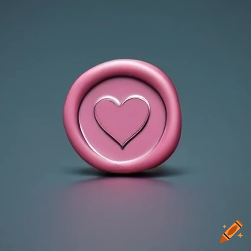 pink wax seal with silver heart design