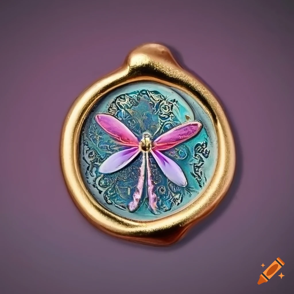 gold wax seal with dragonfly design