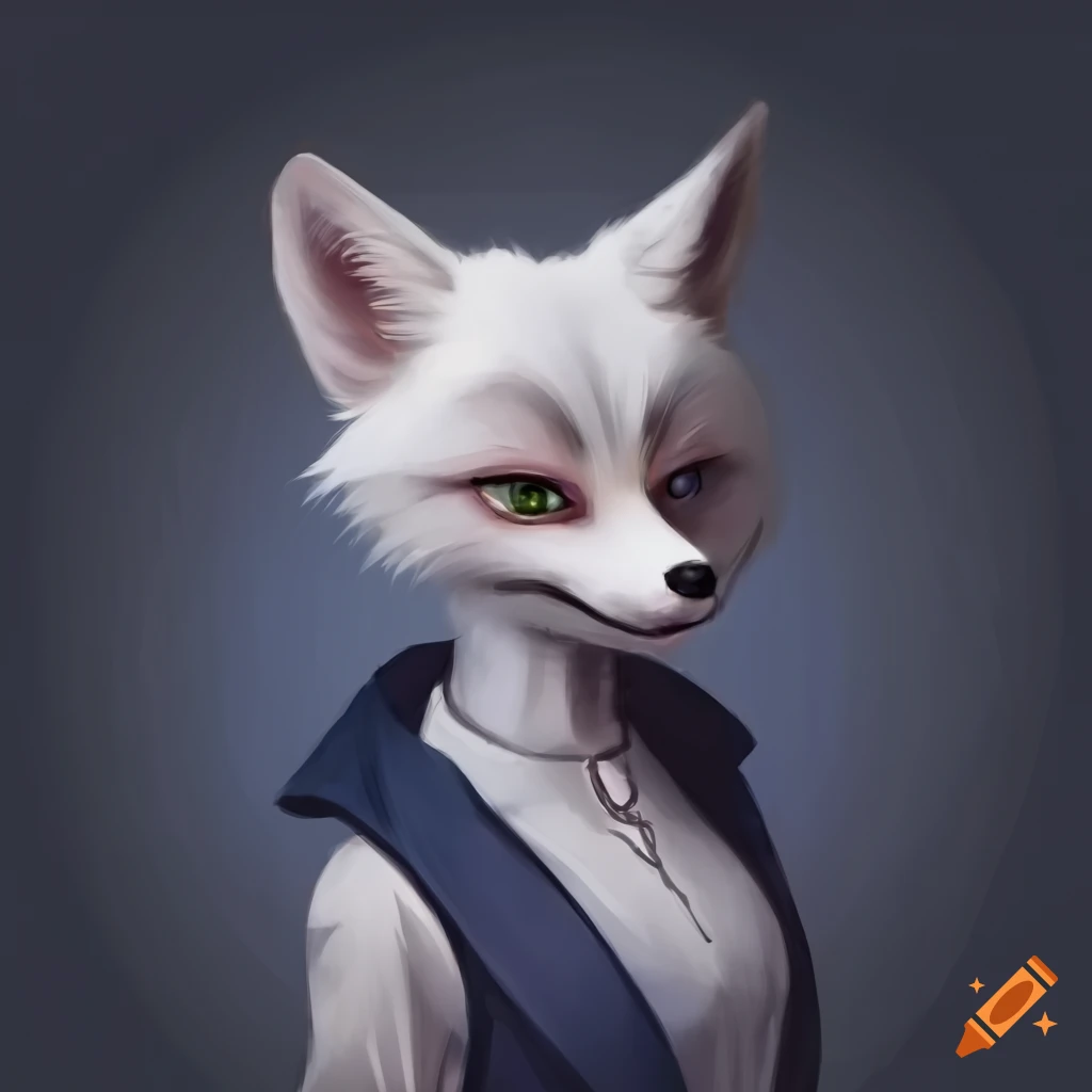 anthropomorphic white fox artwork