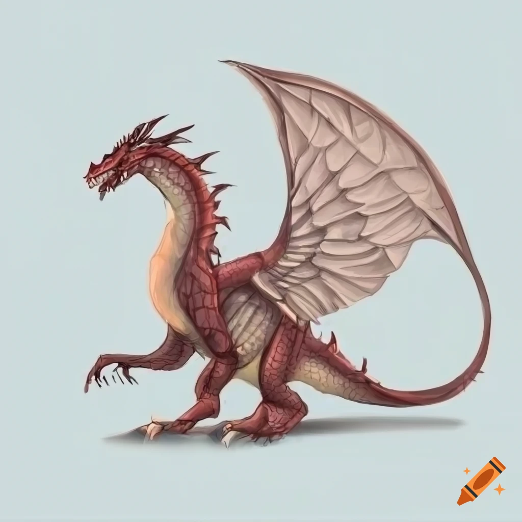 detailed illustration of a dragon in soft colors