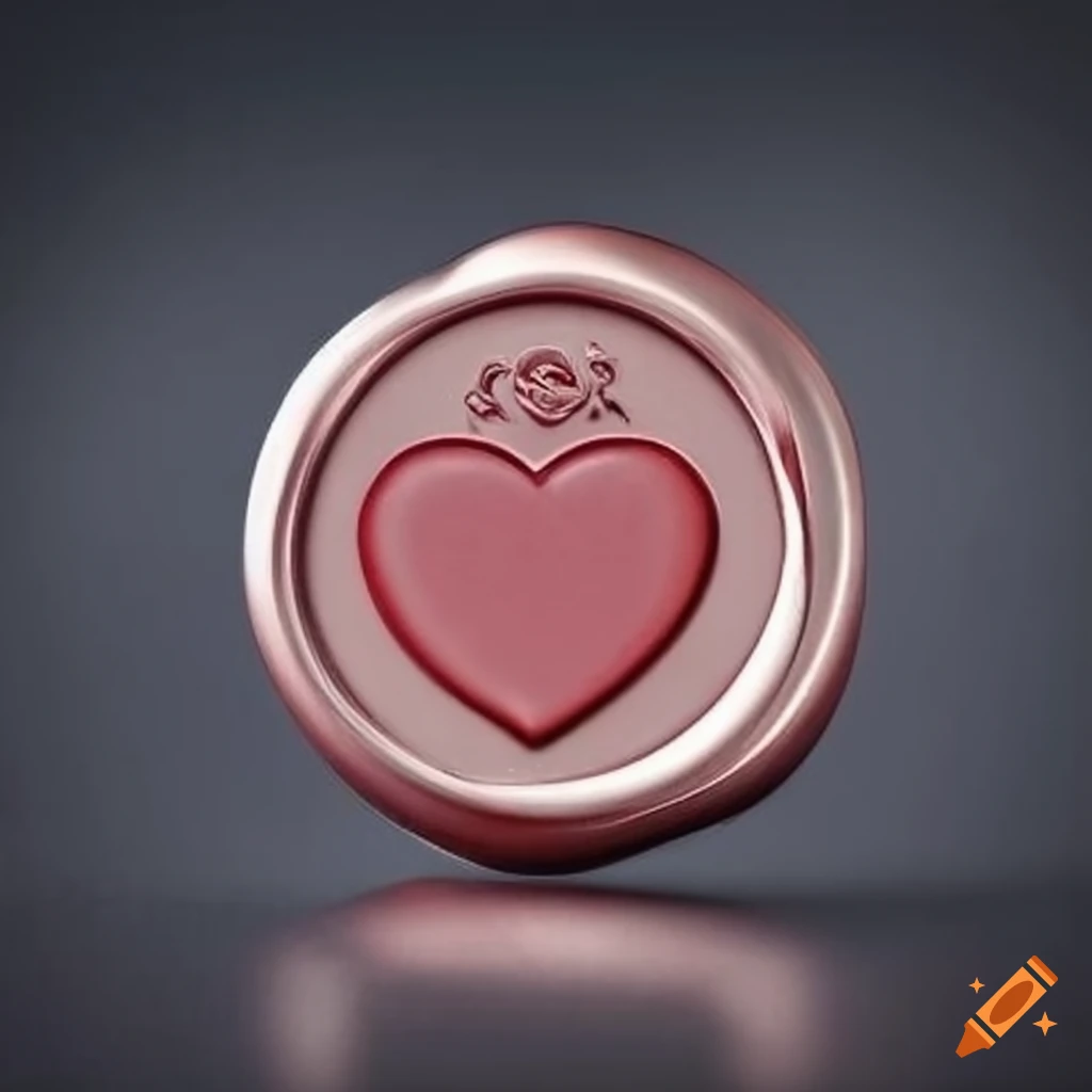 Silver wax seal with heart embossed on Craiyon