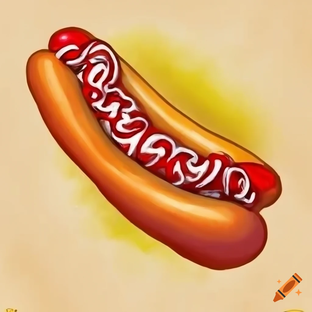 funny illustration of a rushing hotdog
