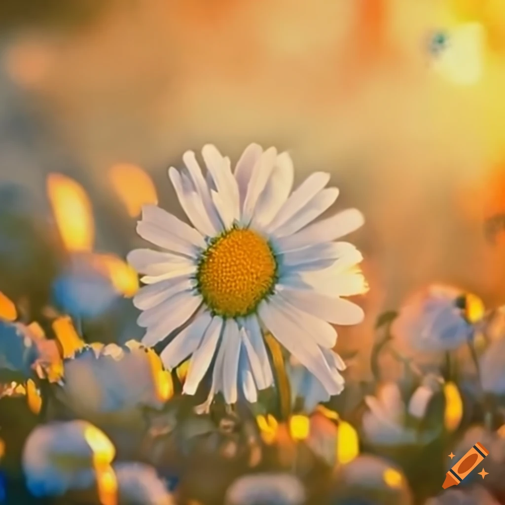 golden hour daisies on a meadow