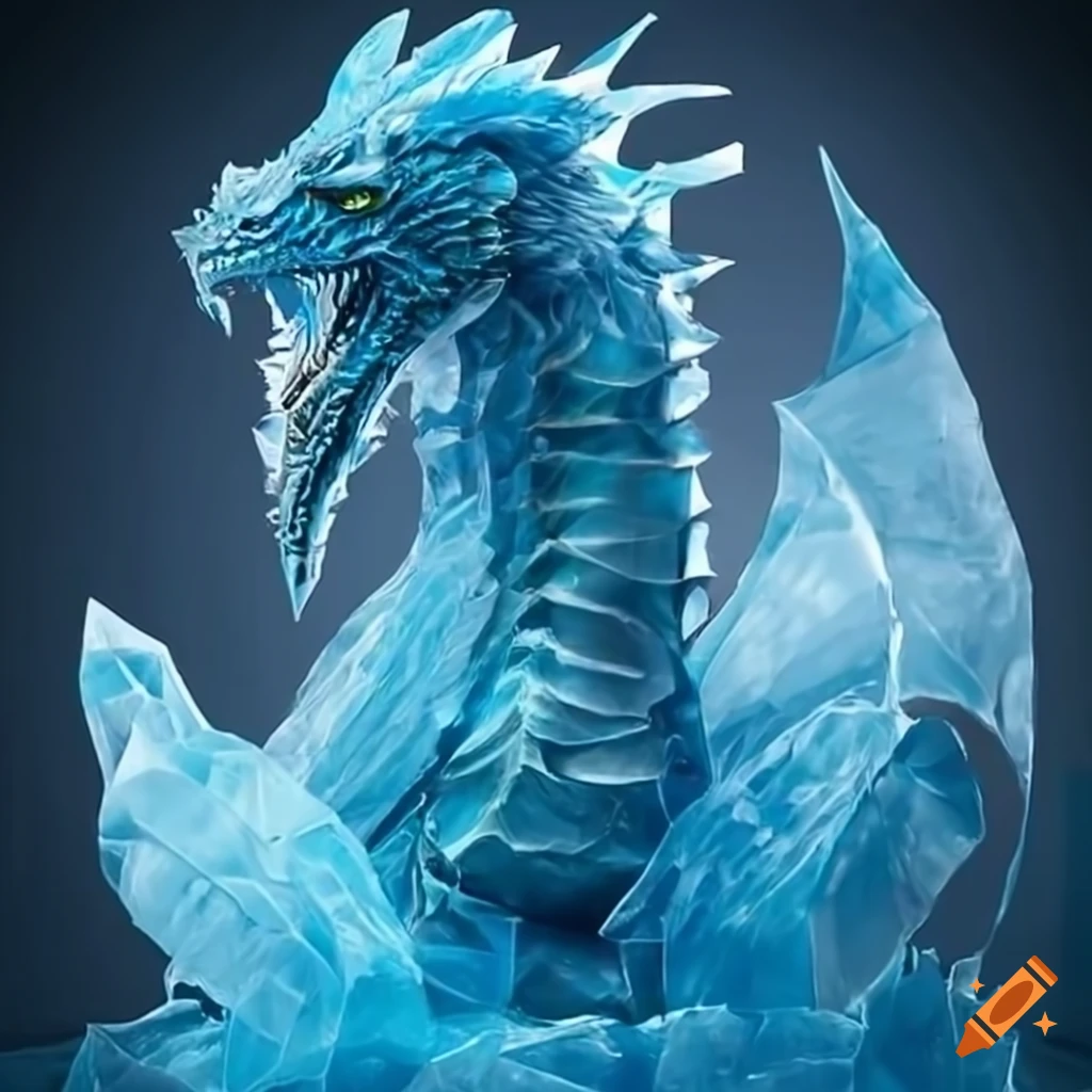 ice sculpture of a majestic dragon