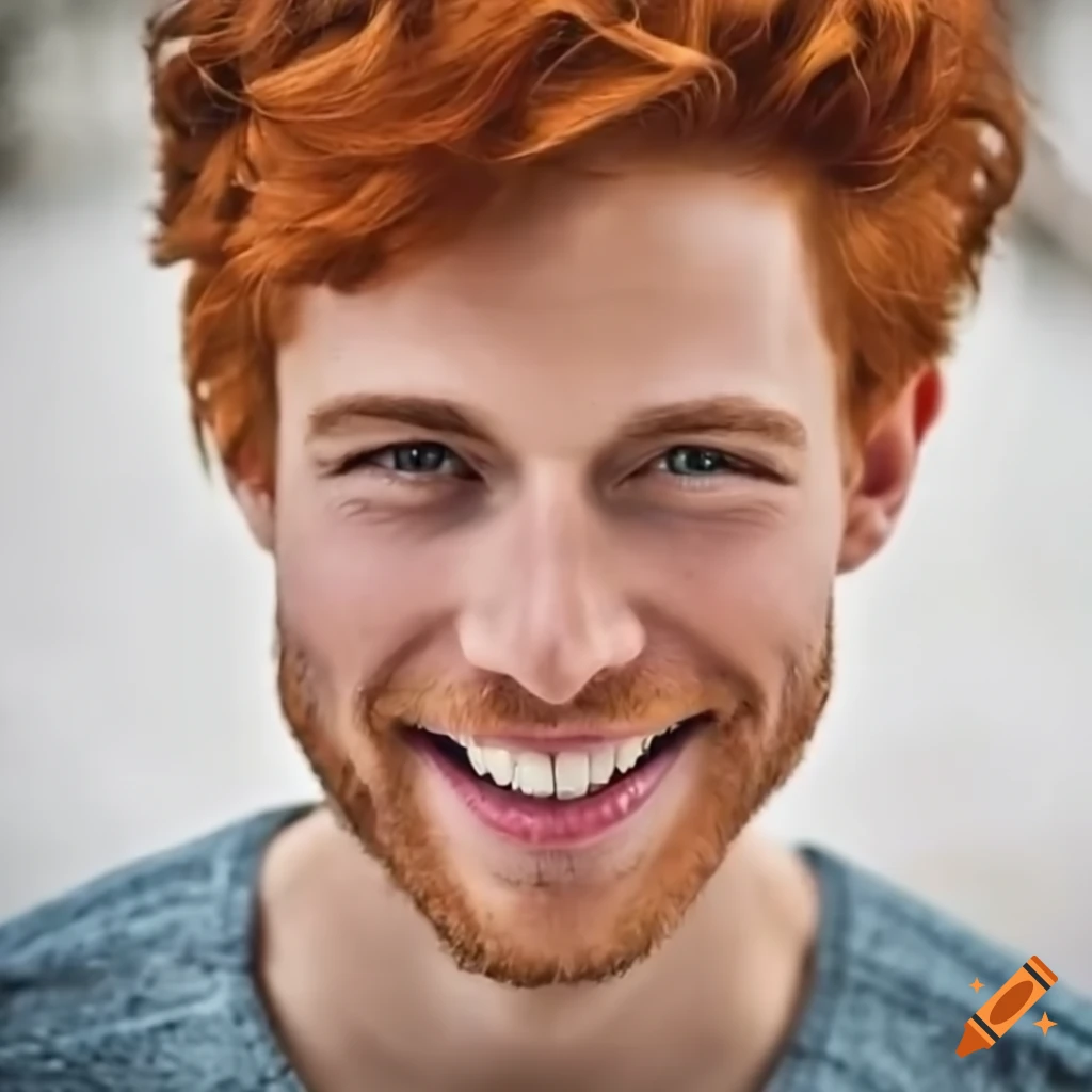 Portrait of a smiling man with red hair on Craiyon