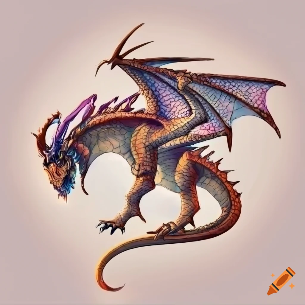 illustration of a detailed dragon concept art