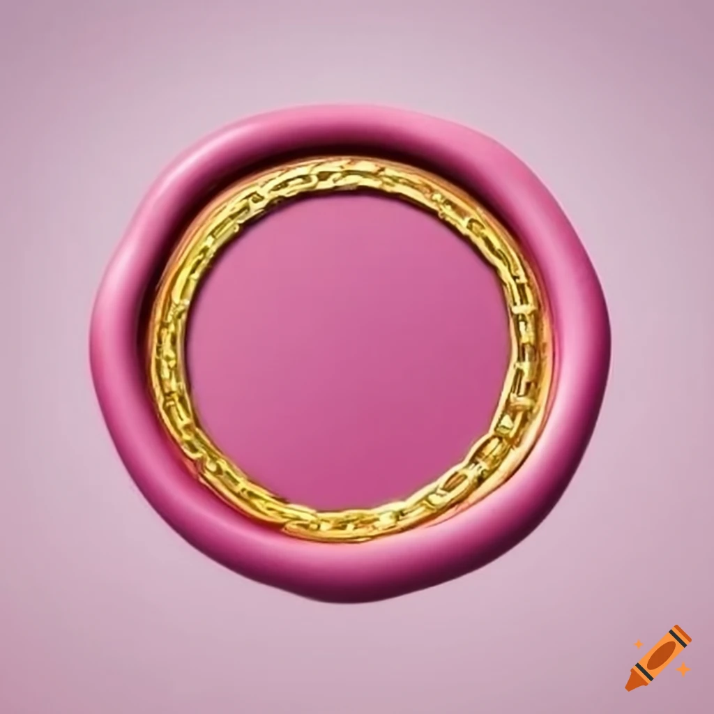 pink wax seal with golden chains