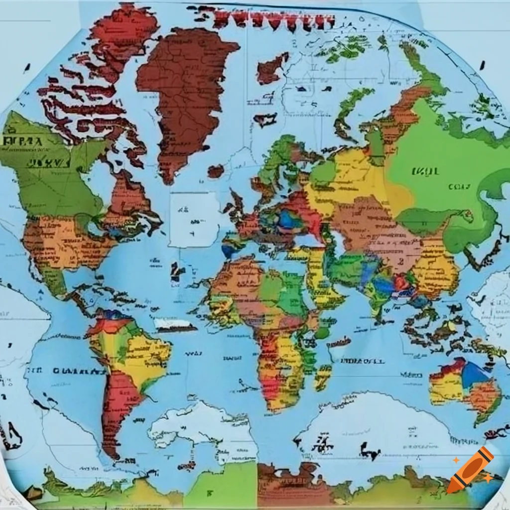 Political map of the world in the year 9999 on craiyon