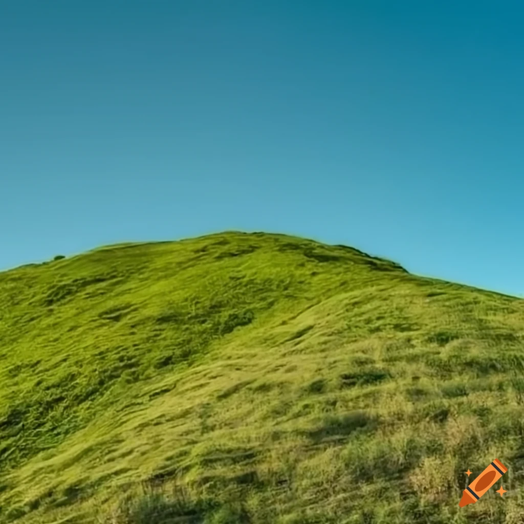 green hill under a blue sky
