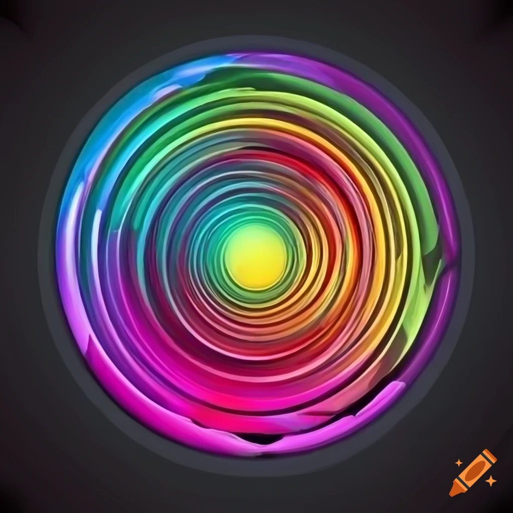 colorful circle print on black background