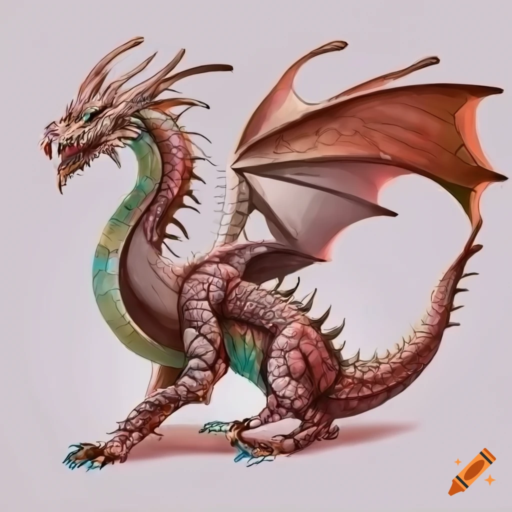 side view of a detailed dragon concept art