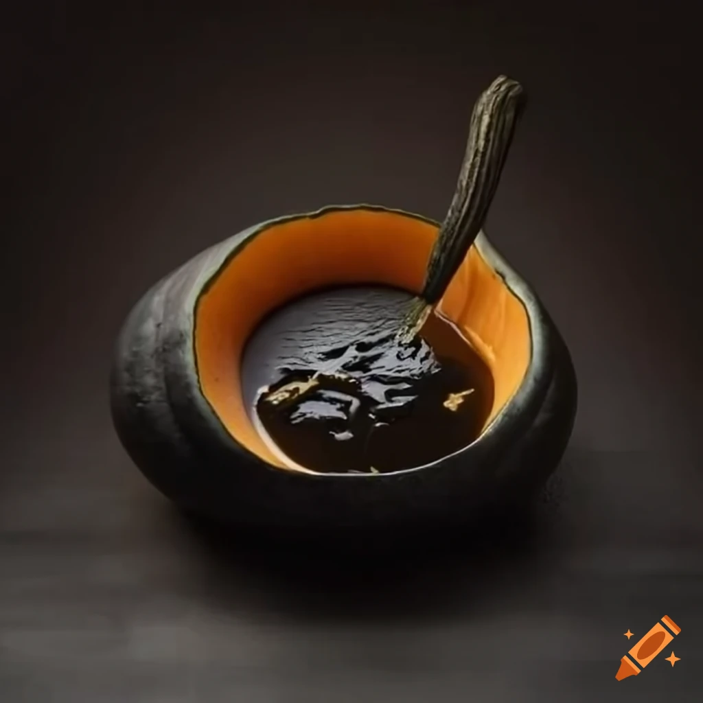 black pumpkin soup in Halloween theme