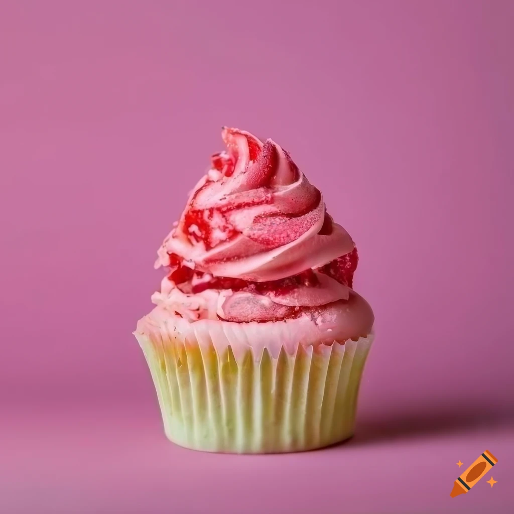 close-up photo of a delicious strawberry cupcake