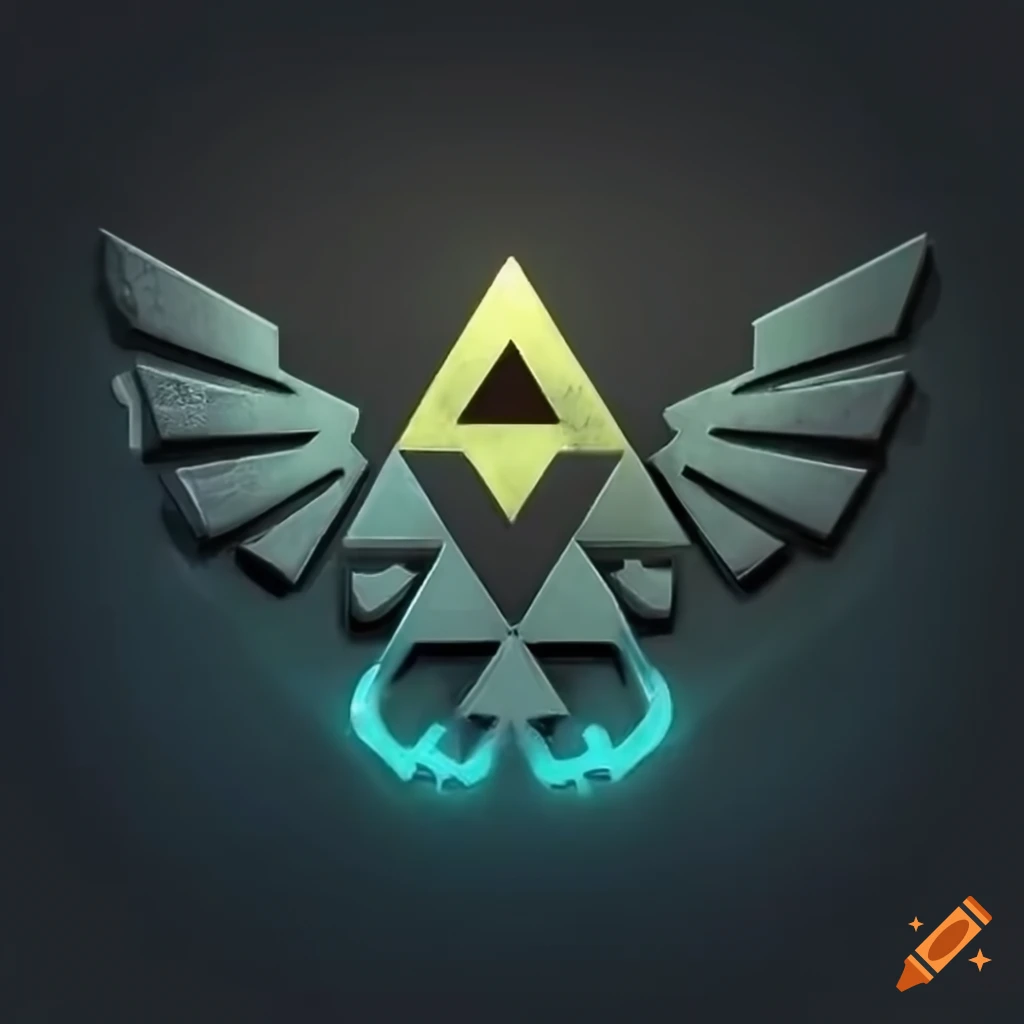 Design of a combined Halo UNSC symbol and Zelda triforce on Craiyon, image size:1024x1024