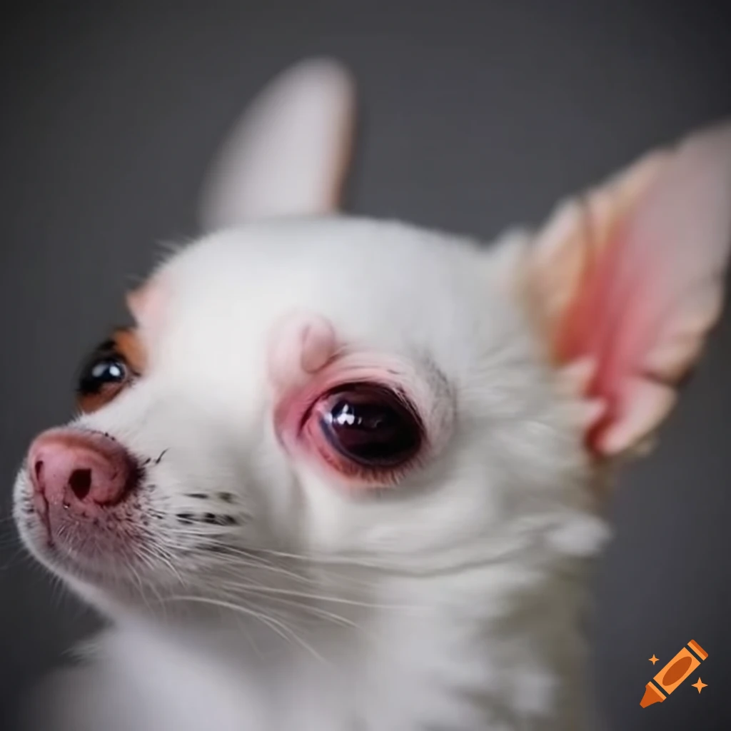 realistic image of a white fuzzy rat chihuahua hybrid