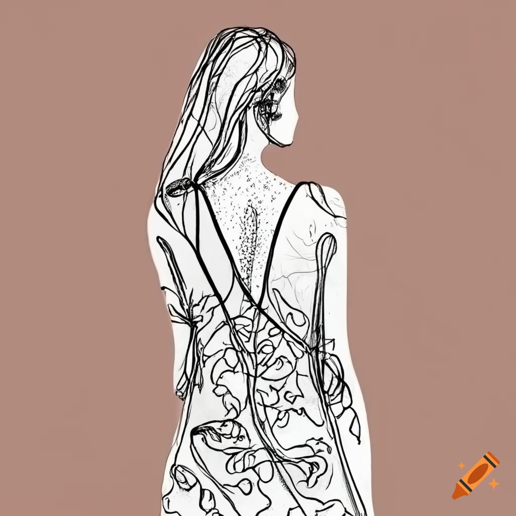 line drawing of a woman with a dragonfly on her shoulders