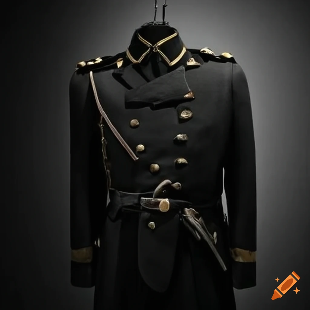 Display of a black ww2 military uniform in a museum on Craiyon