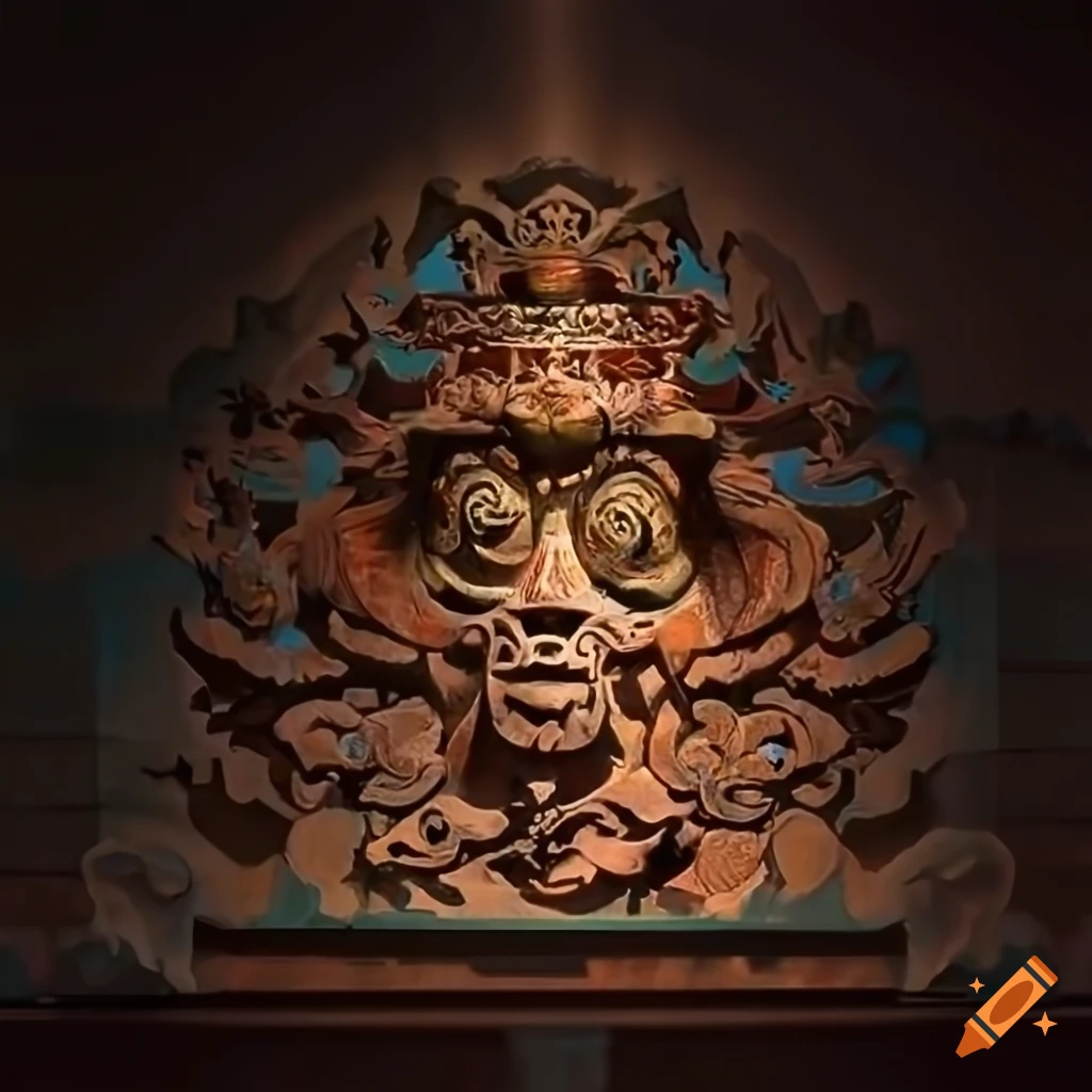 high-definition architectural stave carving with moth motif