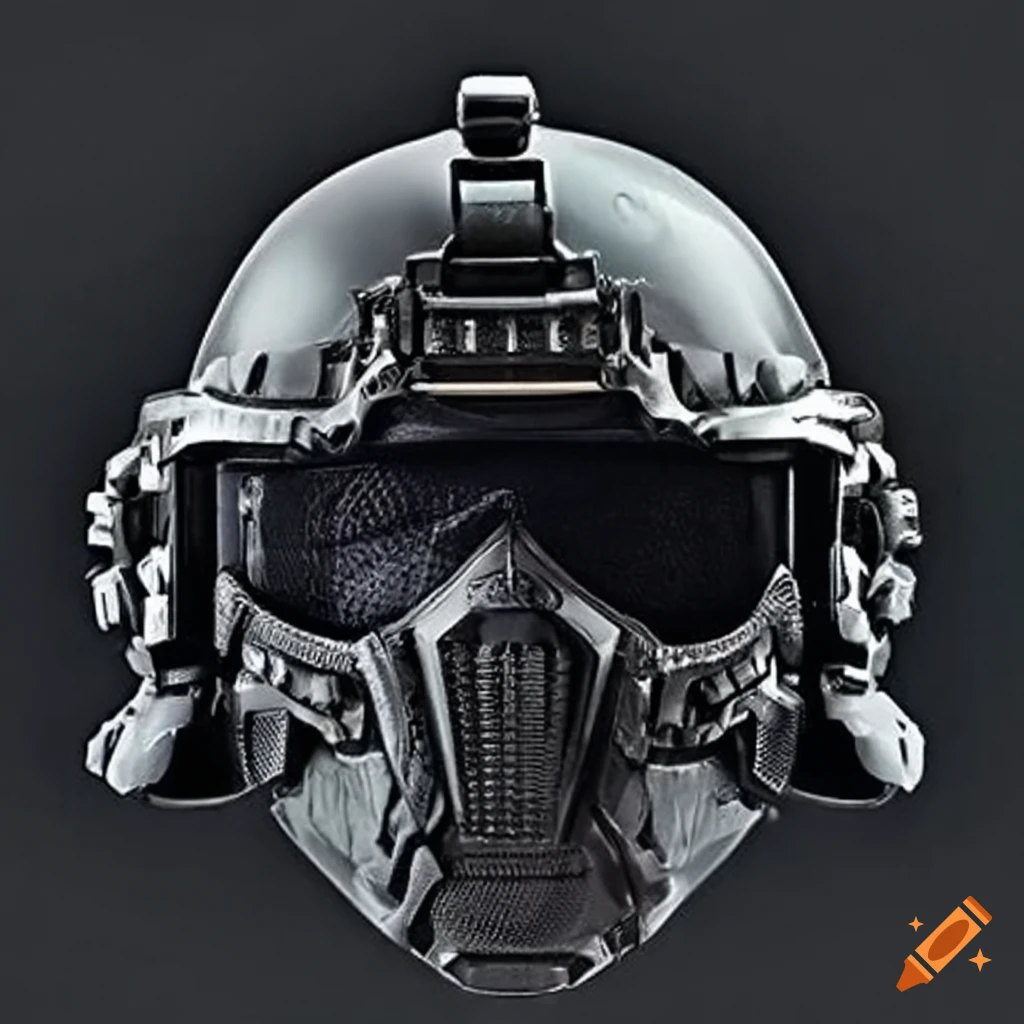 black tactical helmet with full face visor