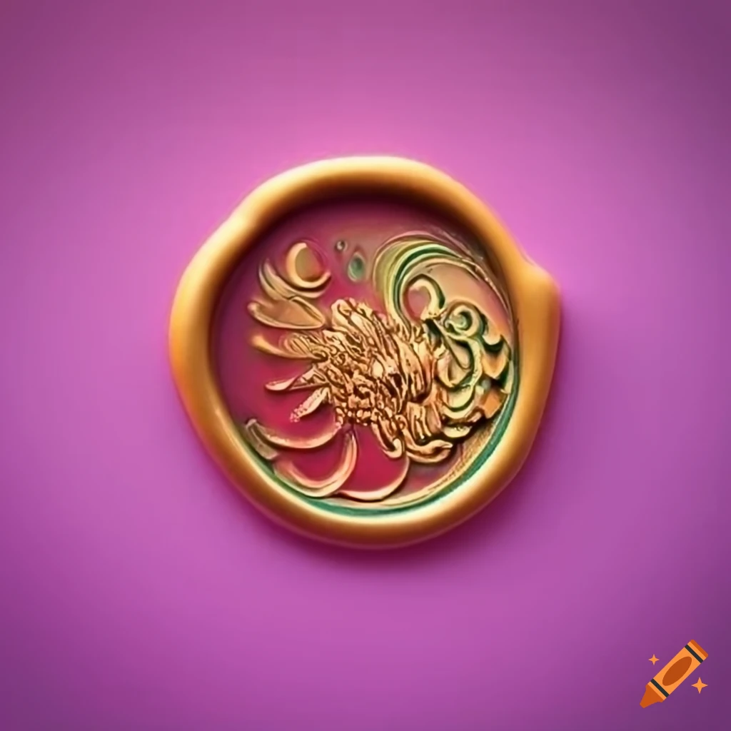 golden and green peacock wax seal