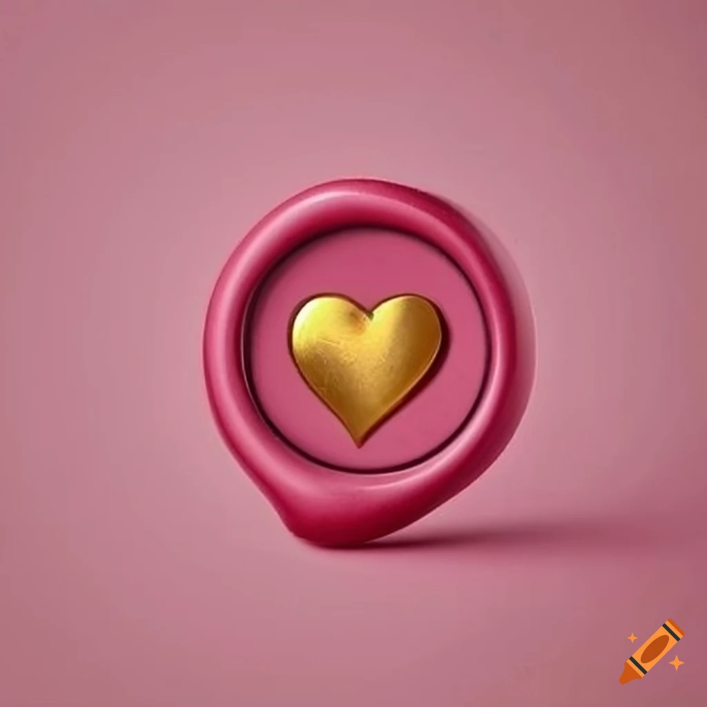 pink wax seal with golden heart design