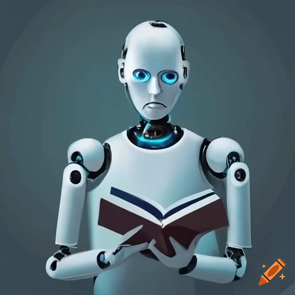 Ai robot reading a book on Craiyon